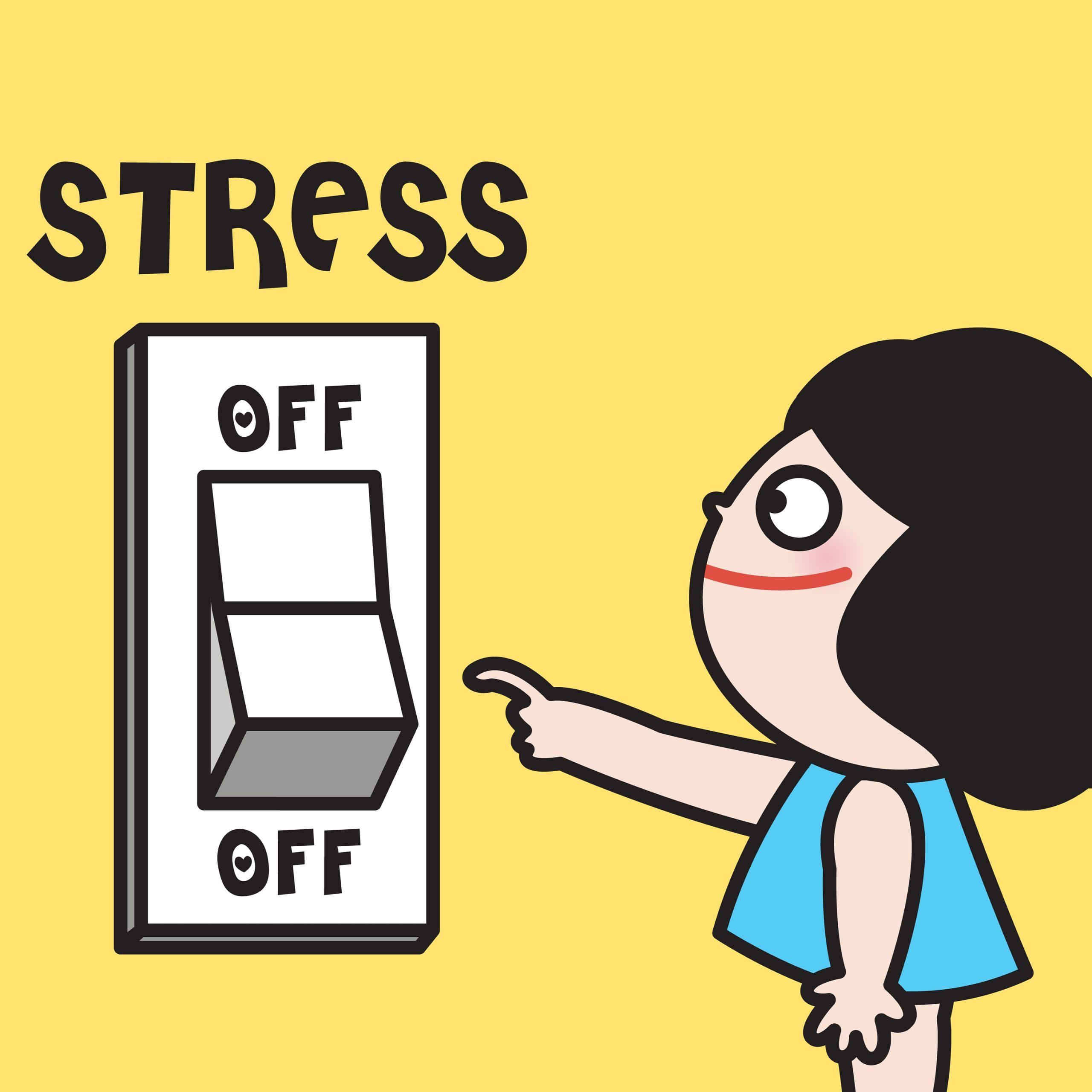 Girl,With,Her,Finger,Pressing,Off-off,A,Stress,Switch,Concept