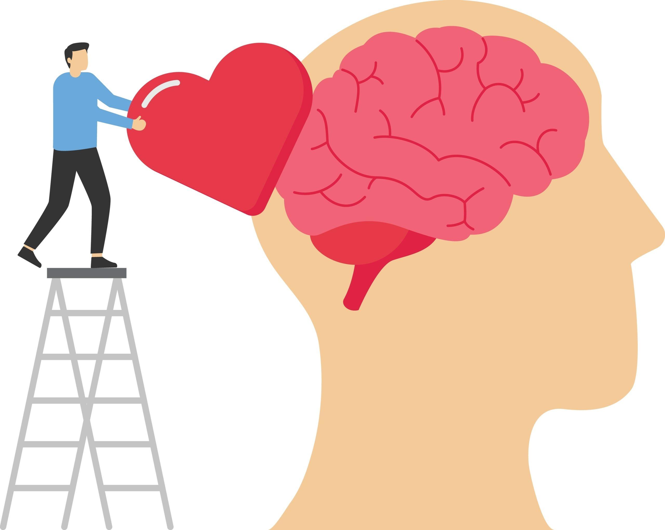 Mental,Health,Concept,Vector,Illustration.,Brain,And,Heart.,World,Mental