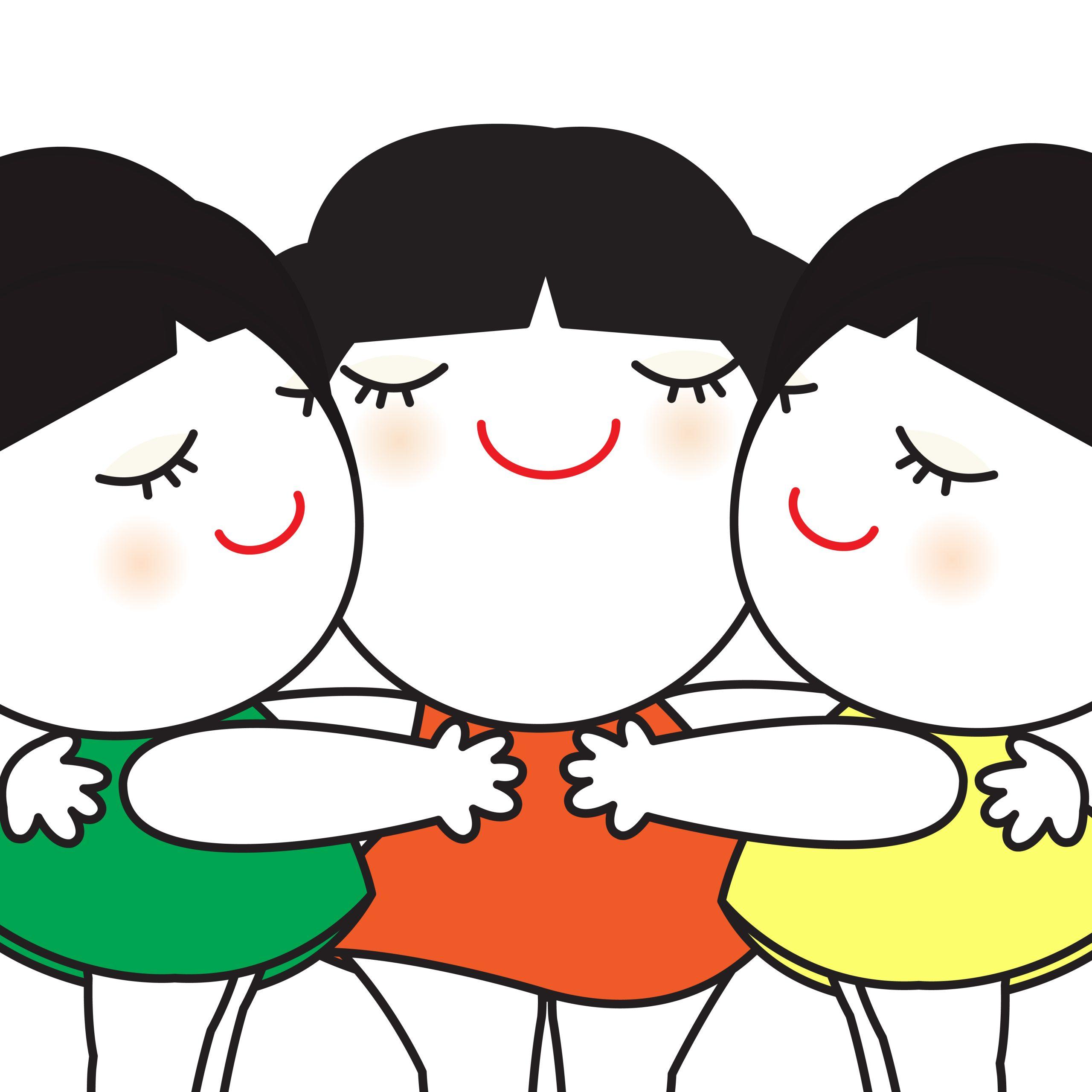 All,Together,Big,Hug,Concept,Card,Character,Illustration